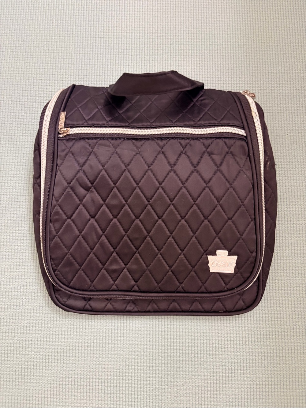 Quilted Black Travel Hanging Toiletry Bag